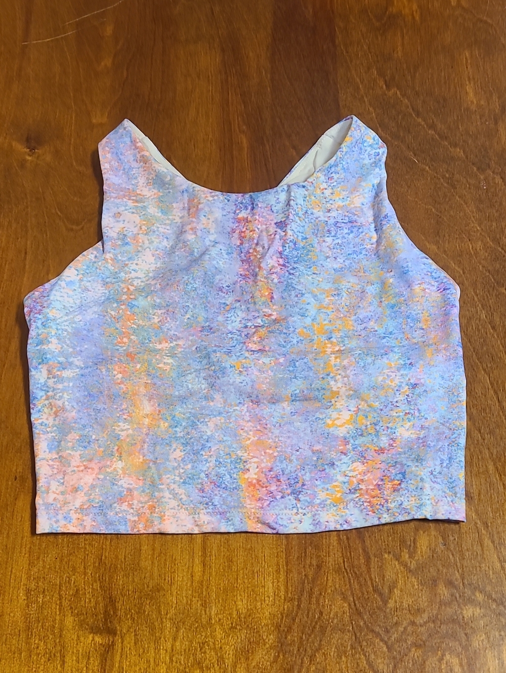 Mono B Pastel Multicolor Watercolor Crop Tank - Lavender, Pink, Peach